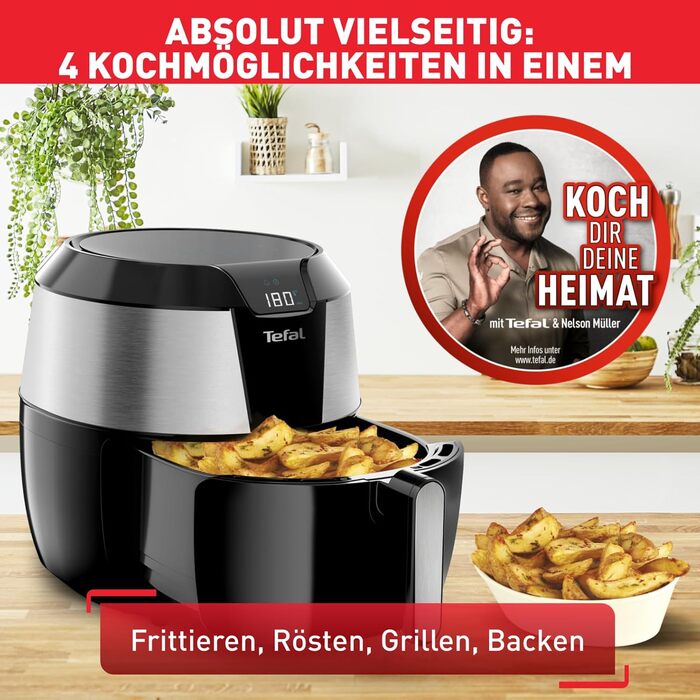 Аерофритюрниця Tefal Easy Fry XXL 5,6 л, EY701 XXL повітряний фритюр, 8 програм, нержавіюча сталь