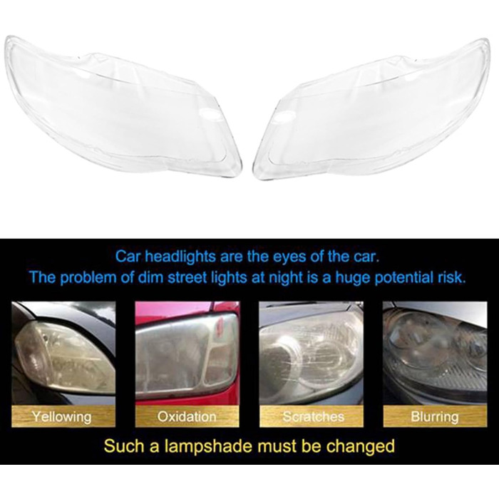 Прозора кришка передньої фари Beelooom 2 x Прозора передня фара 2007, 2008, 2009, 2010, ліва та права