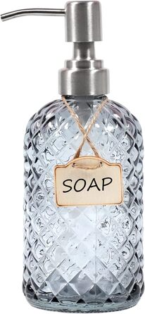 Дозатор мила для ванної та кухні зі скла з насосом з нержавіючої сталі 304 (сірий)