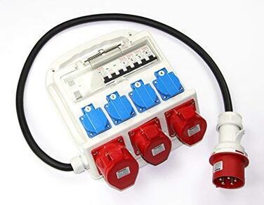 Розподільна коробка CEE 32A 400V 4 x 230V 2 x 16A 1 x 32A Захист ПЗВ Розподільна коробка для будівельного майданчика