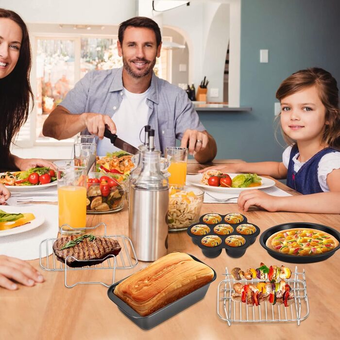 Аксесуари для фритюрниці Weigudoc із 9 предметів, набір аксесуарів для фритюрниці з подвійним кошиком для двозонної фритюрниці Ninja Foodi Instant Vortex 7.6 л-9.6 л