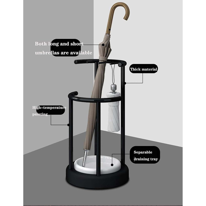 Кована підставка для парасольки PRMTYUP, круглий тримач для парасольки зі знімним піддоном для крапель, відро для парасольки для творчого зберігання, підходить для вестибюля готелю та домашнього використання білий білий