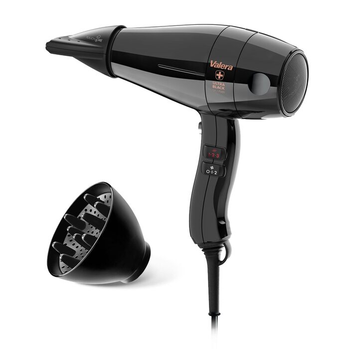 Професійний фен Valera Swiss Silent Jet Light 7500 Ultrablack двигун PM-Pro, 6 температурних режимів, іонізація, кабель Super-Flex, 2000 Вт