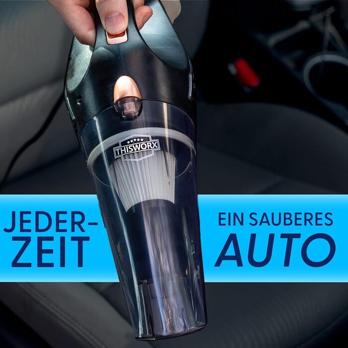 Автомобільний пилосос ThisWorx зі світлодіодним підсвічуванням - Ручний пилосос для прибирання автомобіля - 106 Вт 12 В - Адаптер