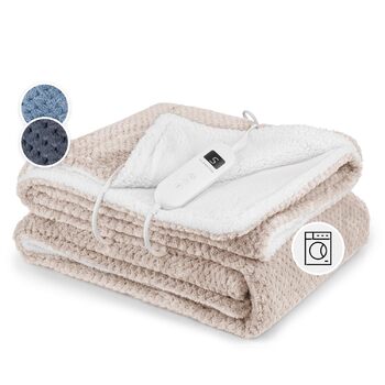 Електрична ковдра з підігрівом та автоматичним вимиканням, 180x130 см Електрична ковдра з підігрівом, яку можна прати в пральній машині, Двостороння ковдра з підігрівом для ліжка та дивана, Підігріта ковдра з 9 режимами нагріву, 180x130 см, Піщаний