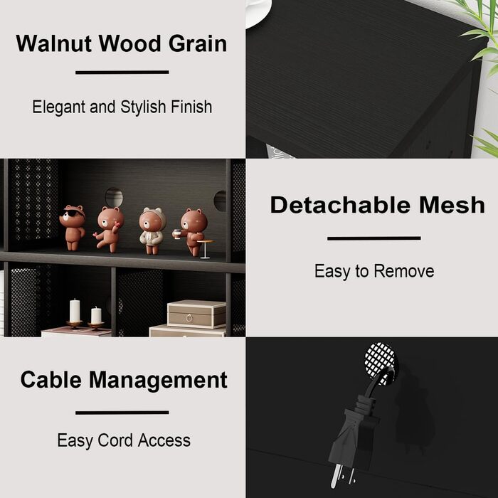 Книжкова полиця LVB з 8 відділеннями, 2-ярусна книжкова шафа, кубічна полиця, полиця-перегородка для кімнати, офісна полиця, горизонтальна, для вітальні, офісу, кабінету, дитячої кімнати, дерев&39яна, чорна, 34Г x 160Ш x 76В