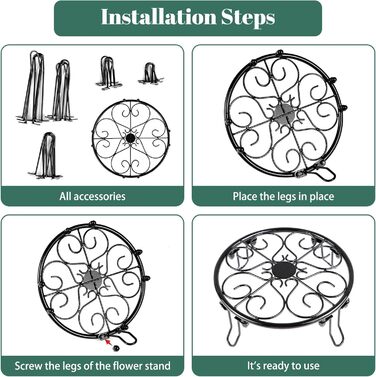Набір квіткових стільців з 5 шт. , металева підставка для рослин для використання на вулиці та в приміщенні, всепогодний чорний квітковий горщик на ніжках, підставка для рослин для балкону та саду.