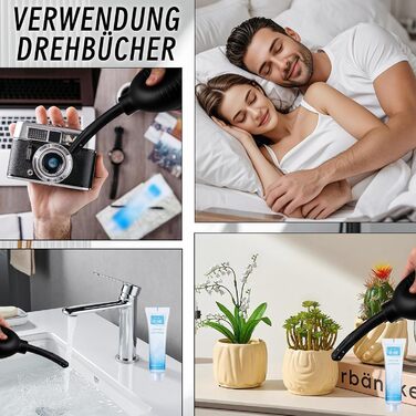 Силіконовий анальний душ для інтимної гігієни, з 3 насадками, 29 см, 220 мл, комплект для очищення з гелем 25 г