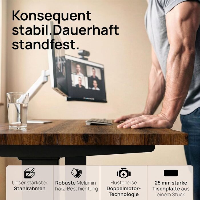 Електричне регулювання висоти письмового столу 120x60 та 160x80 см - безшумний подвійний двигун, захист від зіткнень, функція пам&39яті, система керування кабелями в комплекті 120 x 60 Чорний Дуб