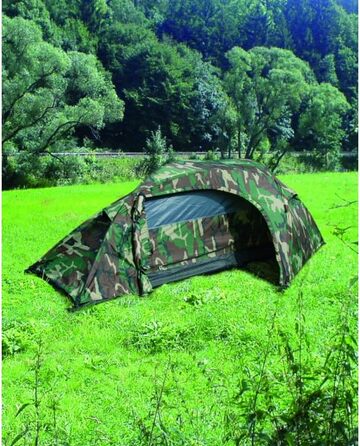 Одномісний намет Mil-Tec Recom (150x250 см) Тунельний намет для 1 особи Ультралегкий, компактний, стійкий до вітру та шторму Намет для трекінгу, кемпінгу, активного відпочинку, походів Одномісний намет WOODLAND