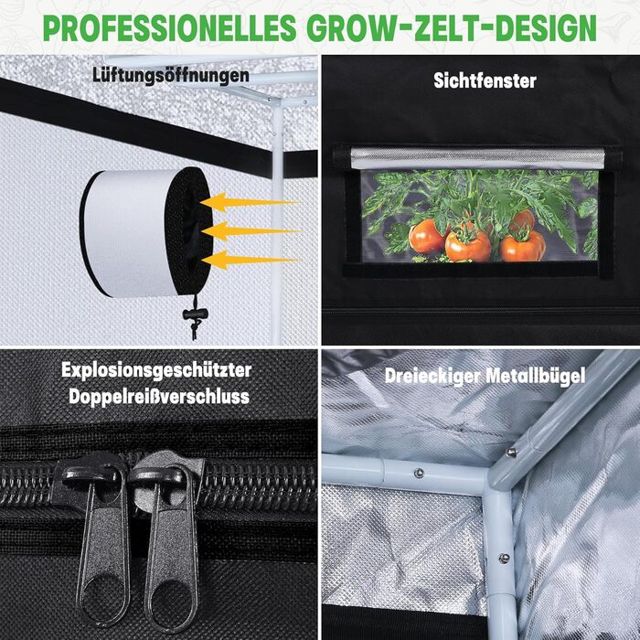 120W LED Grow Lamp Full Spectrum, Complete Hydroponics 600D Growing Tent Kit Kit System Ventilation with Thermo-Hygrometer (SZXTJ-60x60x180), 120W LED Grow Lamp Full Spectrum, Complete Hydroponics 600D Growing Tent Kit Kit System Ventilation with Thermo-H