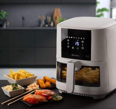 Аерофритюрниця Ariete 4630, 9 л, 1500 Вт, 8 програм, функція гриля, до 3,5 кг продуктів, температура до 200 C, прозорий кошик, чорна