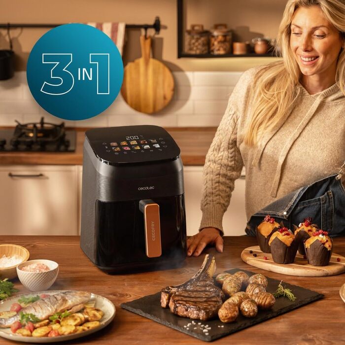 Аерофритюрниця Cecotec Cecofry&Grill Smokin 4500, 4.5 л, чорна