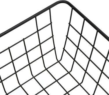 Набір кошиків для зберігання KEILEOHO з 4 предметів, 28 x 22 x 12 см, металевий кошик, дротяний кошик для зберігання, кошик для ванної кімнати, метал, відкритий дротяний дизайн, маленький чорний металевий кошик, для офісів, кухонь, ванних кімнат