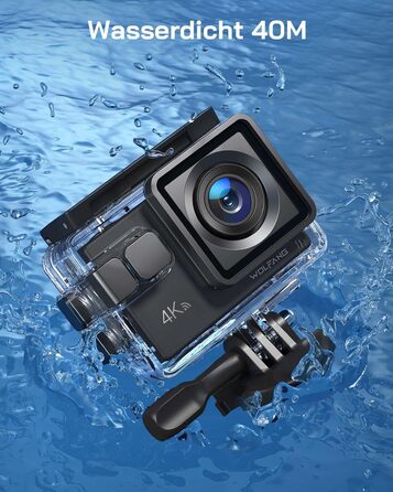 З картою памяті microSDXC 32GB WiFi 40M Підводна камера Водонепроникна EIS Actioncam Пульт дистанційного керування Мікрофон Комплект аксесуарів, 4K30FPS 20MP