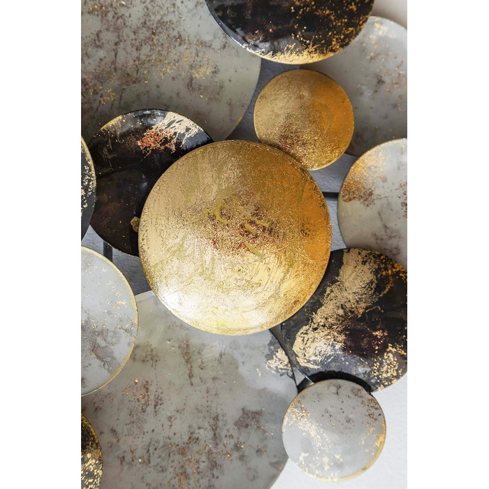 Настінне оздоблення ZEYA металеве Ø 30 см, круглий настінний орнамент 3D, настінна скульптура з металу в золотому чорно-сірому кол