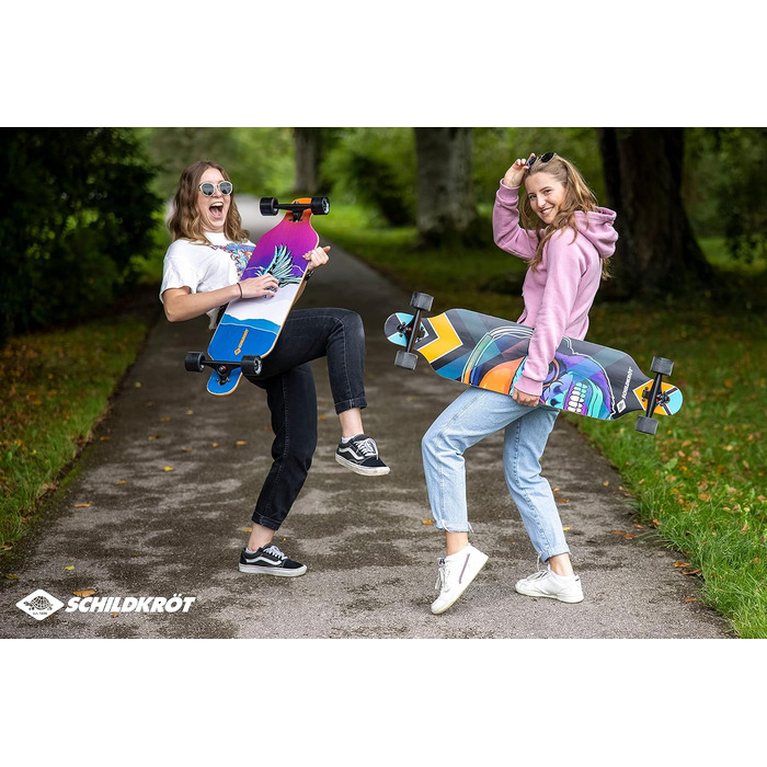 Лонгборд Schildkröt Freeride Cool Chimp 41" 9-шаровий клен drop-through ABEC-11 PU колеса 70x51 мм 88A повний компліт для фрірайду високих швидкостей німецький бренд понад 100 років оригінал 2025