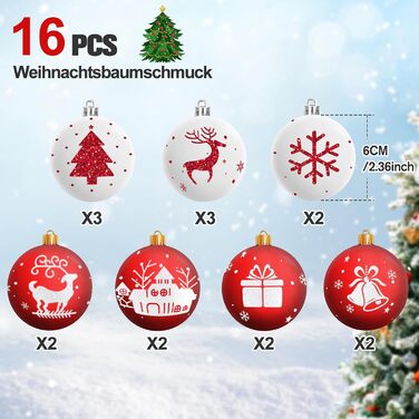 Набір із 16 різдвяних кульок Amteker