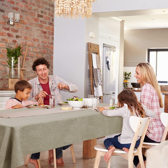 Скатертина Deconovo linen-look Скатертина на стіл водовідштовхувальна з льону з ефектом лотоса, 130х220 см, льон, 130х220 льон