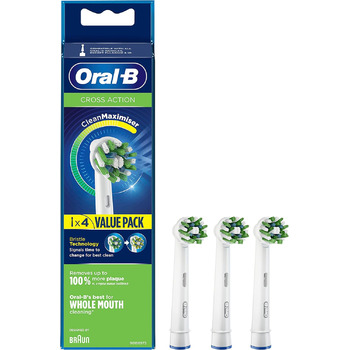 Змінні головки Oral-B Crossaction з технологією CleanMaximiser, зелень, 4 шт. и (1 упаковка) Зелень 4 шт. и (1 упаковка)