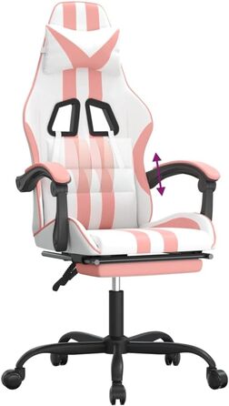 Ігрове крісло Owox, біле/рожеве, штучна шкіра, 57,5 x 59,5 x 121-131 см, регульована висота, функція нахилу, ергономічне 57,5 x 59,5 x (121-131) см (Ш x Г x В), рожеве