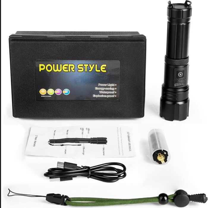 Акумуляторний світлодіодний ліхтарик, 1000000 люмен, надзвичайно яскравий світлодіодний ліхтарик з USB-акумулятором, 7 режимів світла, тактичний ліхтарик, водонепроникний ліхтарик IPX7 для кемпінгу та походів