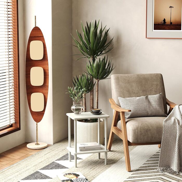 Дерев&39яний приставний столик APICIZON, 2-ярусний приставний столик, білий, вузька тумбочка, 40x30x52 см, маленькі приставні столики з місцем для зберігання, вузькі приставні столики для вітальні, спальні, балкону, 40x30x52 см, білий