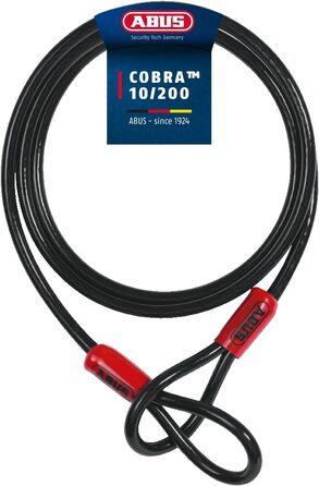 Страхувальний трос ABUS Cobra 10/200 Loop 200 см 10 мм з петлями Чорний