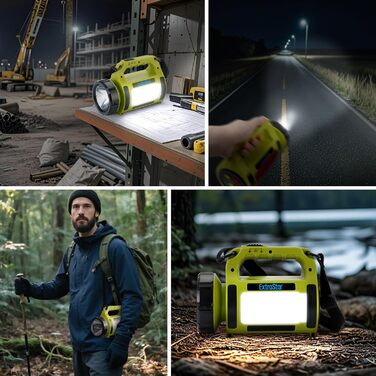 Акумуляторний світлодіодний ліхтар для кемпінгу EXTRASTAR, ліхтарик 650 люмен з 2 рівнями яскравості, функцією зовнішнього акумулятора, холодний білий колір, 3 режими (ліхтарик/бічне освітлення/миготливе світло) для використання на природі, в кемпінгу та 