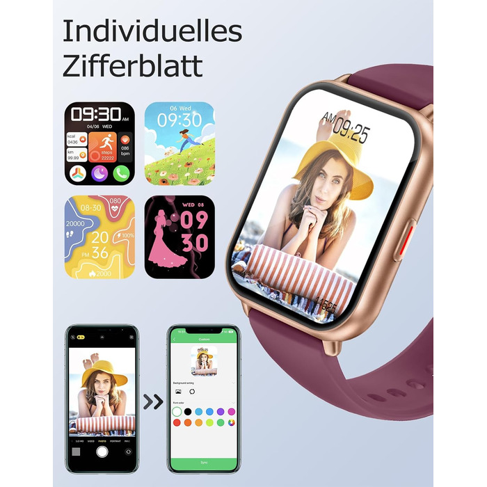 Розумний годинник RUIMEN з функцією телефону, розумний годинник для жінок та чоловіків, фітнес-годинник із сенсорним HD-екраном та моніторингом SpO2, монітором серцевого ритму, монітором сну, крокоміром, режимами кількох тренувань для Android та iOS, фіол