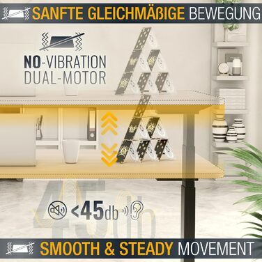 Електричний стіл з регулюванням висоти WM0623-B Каркас офісного столу з 2 двигунами (без стільниці) Комп&39ютерний стіл Каркас офісного робочого столу Чорний каркас столу з регулюванням висоти Wm0623-b (V)
