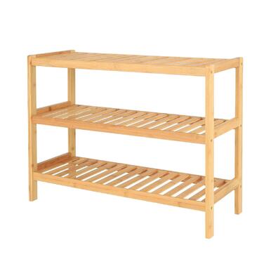 Полиця для взуття dibea з 3 полицями, бамбукова шафа для взуття, окремостояча полиця, кухонна полиця, полиця для вітальні, 70x26x55 см, натуральний колір, натуральний, 70x26x55 (3 полиці)
