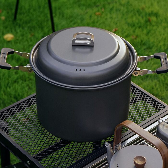 Каструлі для супу з кришками для кемпінгу, пікніків та полювання, твердий алюміній, універсальні для кемпінгу на 4-7 осіб