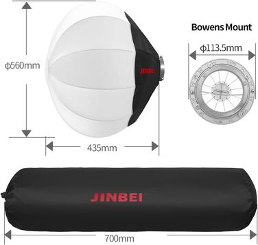 Ліхтар JINBEI 56 см Softbox з м'яким світлом Швидке зняття за одну операцію Кронштейн Bowens для ліхтаря Softbox, сумісний з JINBEI EF-120Bi, EF-120, EF-80Bi, EF-80Bi, EF-80