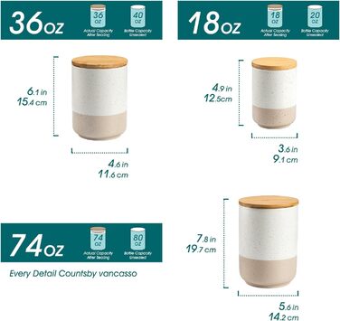 Банки для зберігання vancasso керамічні з герметичними кришками, контейнери для зберігання 2200 мл / 1120 мл / 550 мл, міцні кухон