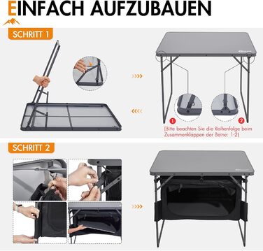 Портальний розкладний кемпінговий стіл з місцем для зберігання, розкладний обідній стіл, міні-садовий стіл, надлегкий для кемпінгу, використання на вулиці, балкону, саду