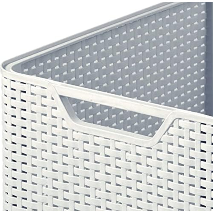 Великий прямокутний кошик для зберігання Curver з ротанговим ефектом, для кухні, вітальні, ванної кімнати, спальні, 30 л, сірий, 30 л сірий, одинарний*