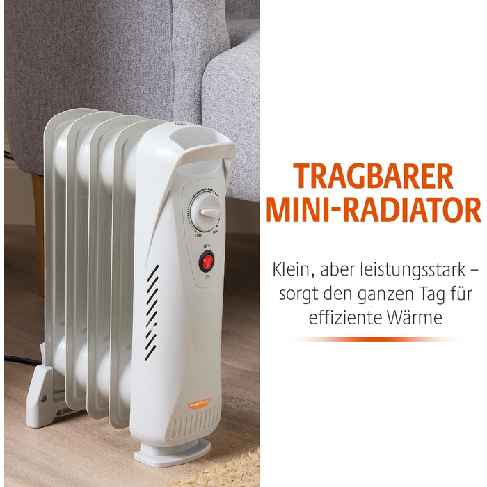 Х PAGEN Міні-електричний радіатор з регулятором температури потужність нагріву 500 Вт портативний масляний радіатор для рівномірного нагрівання компактний та потужний електричний обігрівач із захистом від перекидання та перегріву, 3-
