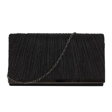 Чорний клатч з блискітками та знімним ланцюжком для вечірки, весілля, балу або урочистого заходу 06152