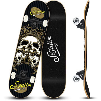 Скейтборд для дорослих повна дошка 31 x 8 дюймів з кульковими підшипниками ABEC-7 7-шаровий клен для початківців дітей та дорослих