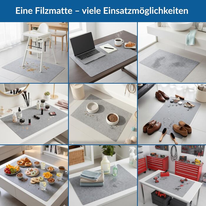 Тонкий надзвичайно плоский килимок для дверей товщиною 2 мм, 60x90 см, тонкий килимок для внутрішніх приміщень, тонкий повстяний килимок з протиковзкою підкладкою, килимок для внутрішніх приміщень, сірий, 90 см x 60 см