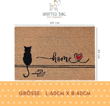 Килимок для котів з кокосу для використання в приміщенні - натуральний килимок для уловлювання бруду, килимок для вулиці з кокосу Black Cat Home, всепогодний та нековзний килимок для коридору, вхідної зони 60x40 см Black Cat-home