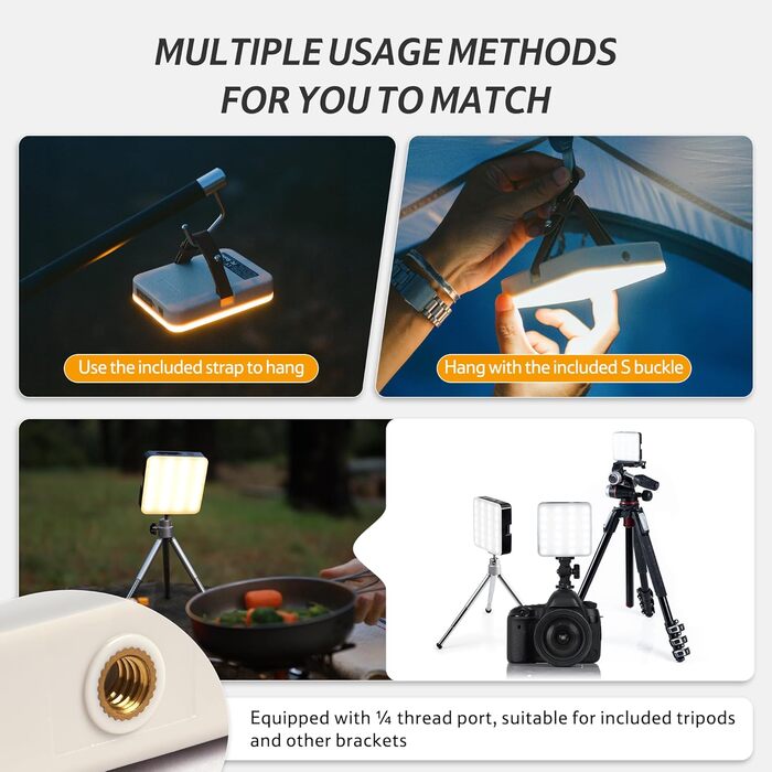 Світлодіодний кемпінговий ліхтар Naturehike 11000 мАг 1100 лм, супер яскравий кемпінговий ліхтар, що перезаряджається, з гачком, три рівні колірної температури, плавне регулювання яскравості до 180 годин, 11000 мАг 1100 лм