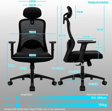 Ергономічне офісне крісло Storeo Imp, до 150 кг, сітка, чорний