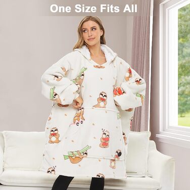 Толстовка з капюшоном THREE POODLE, светр з капюшоном великого розміру, затишний светр для жінок, чоловіків та дітей, тепла та м&39яка підкладка, толстовка з капюшоном великого розміру з шерпи, різні візерунки, для дорослих лінивців