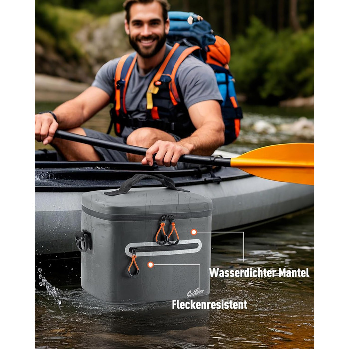 Сумка-холодильник 7/14/24 л - Ізольована та водонепроникна Портативна міні-сумка-холодильник з термоізоляційним шаром Легка для кемпінгу, пікніків, пляжу та барбекю - Герметична та міцна темно-сіра 14 л