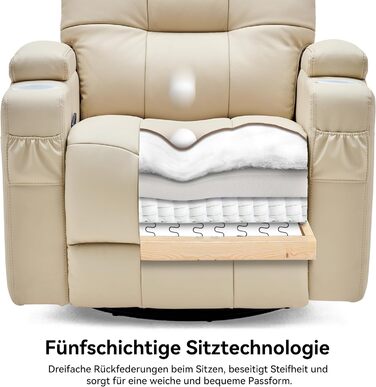 Крісло-гойдалка AIRSKY, крісло-гойдалка, крісло для телевізора зі справжньої шкіри з функцією відкидання, крісло для кінотеатру, крісло для літніх людей, крісло для телевізора з функцією сну, ручне регулювання, крісло-гойдалка, крісло-гойдалка, вітальня, 