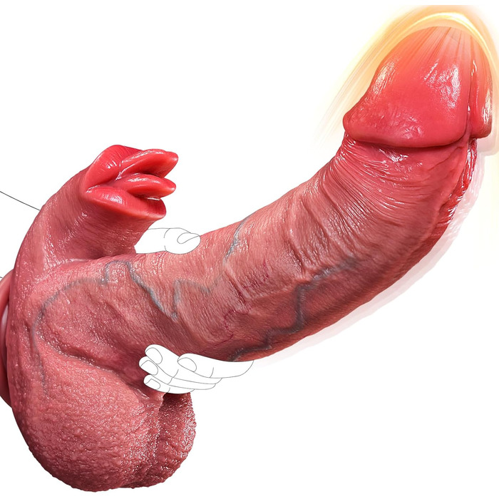 Вібратор-фалоімітатор BSZUI 3-в-1, з функціями поштовхів, вібрації, нагрівання та лизання