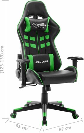 Ігрове крісло, офісне крісло, ігрове крісло, обертове крісло, письмове крісло, чорно-зелена штучна шкіра