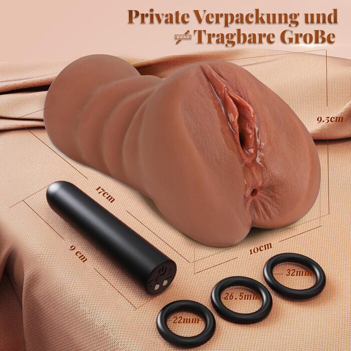 Реалістичний мастурбатор Cacuola з мінівібратором, еластичний рідкий силікон